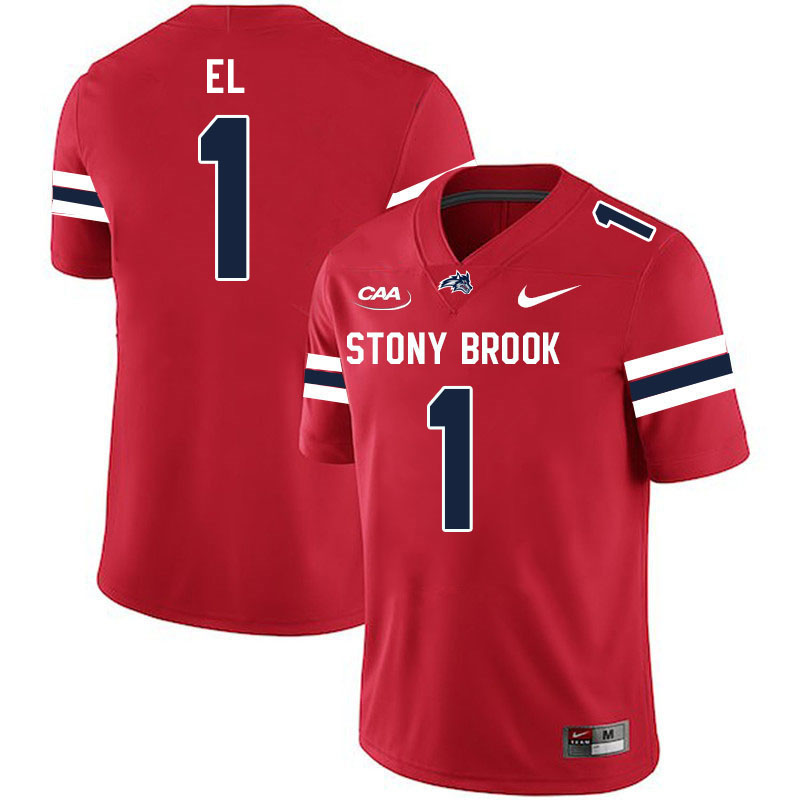 Stony Brook Seawolves #1 Rah'Khem El College Football Jerseys Stitched Sale-Red